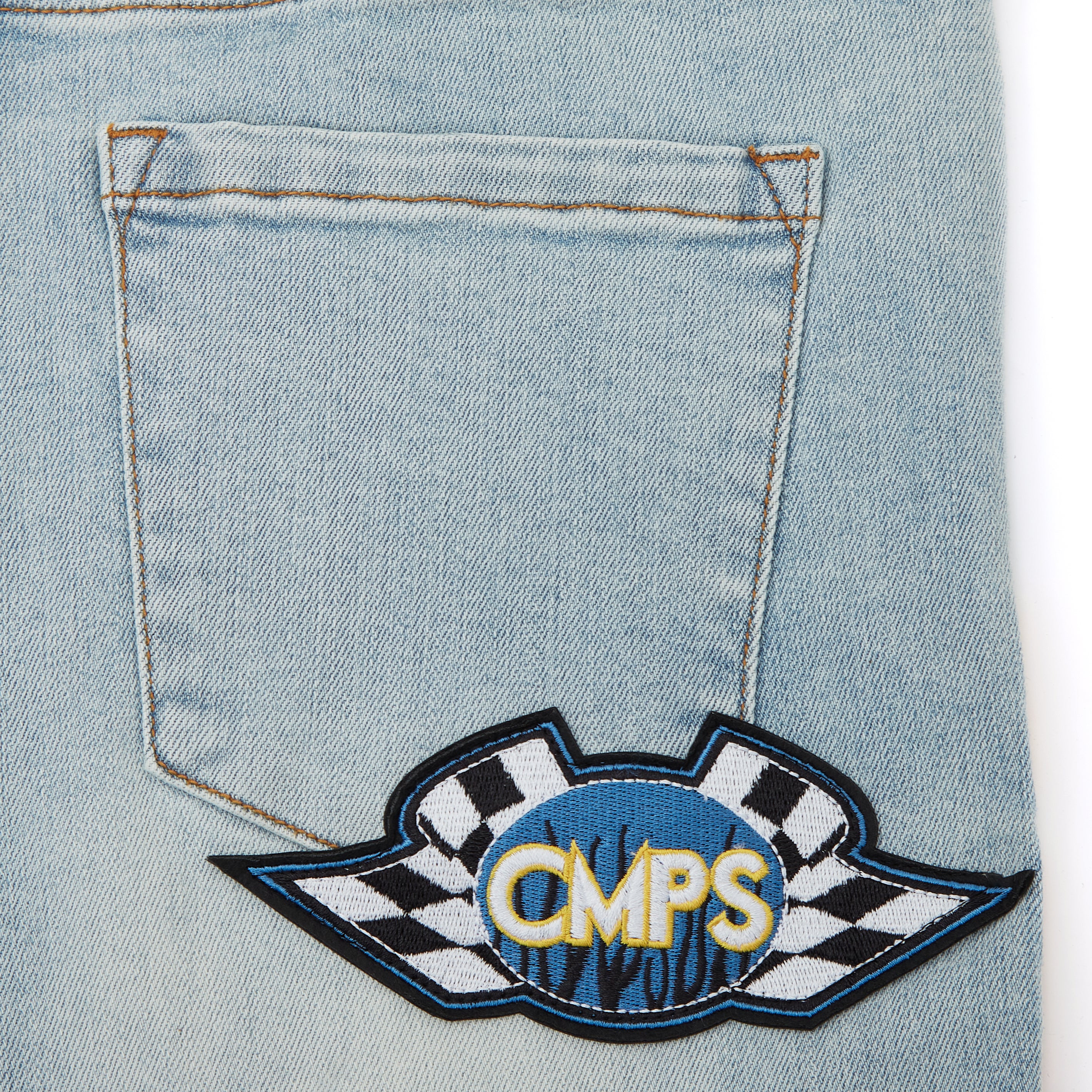 Motor Sports Denim Shorts - Washed Blue